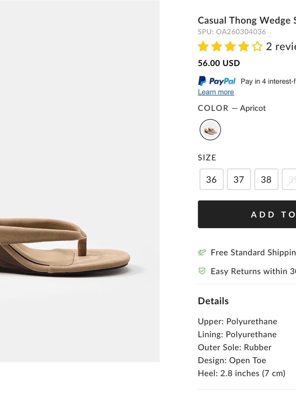 Commense Casual Thong Wedge Sandals - Size 40 USA 9 - Picture 2 of 5
